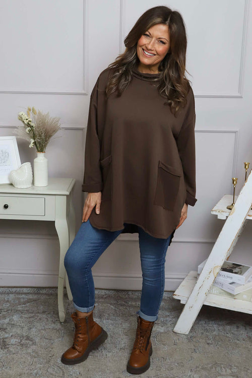 Katherine Cowl Pocket Top Cocoa - Image 3