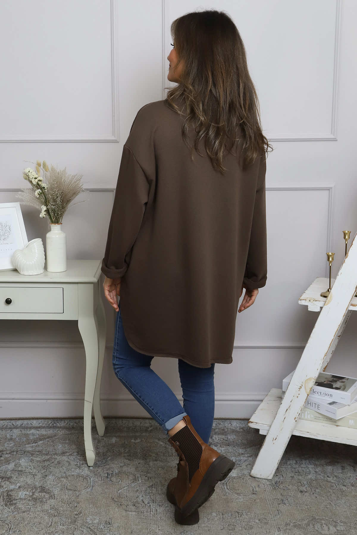 Katherine Cowl Pocket Top Cocoa