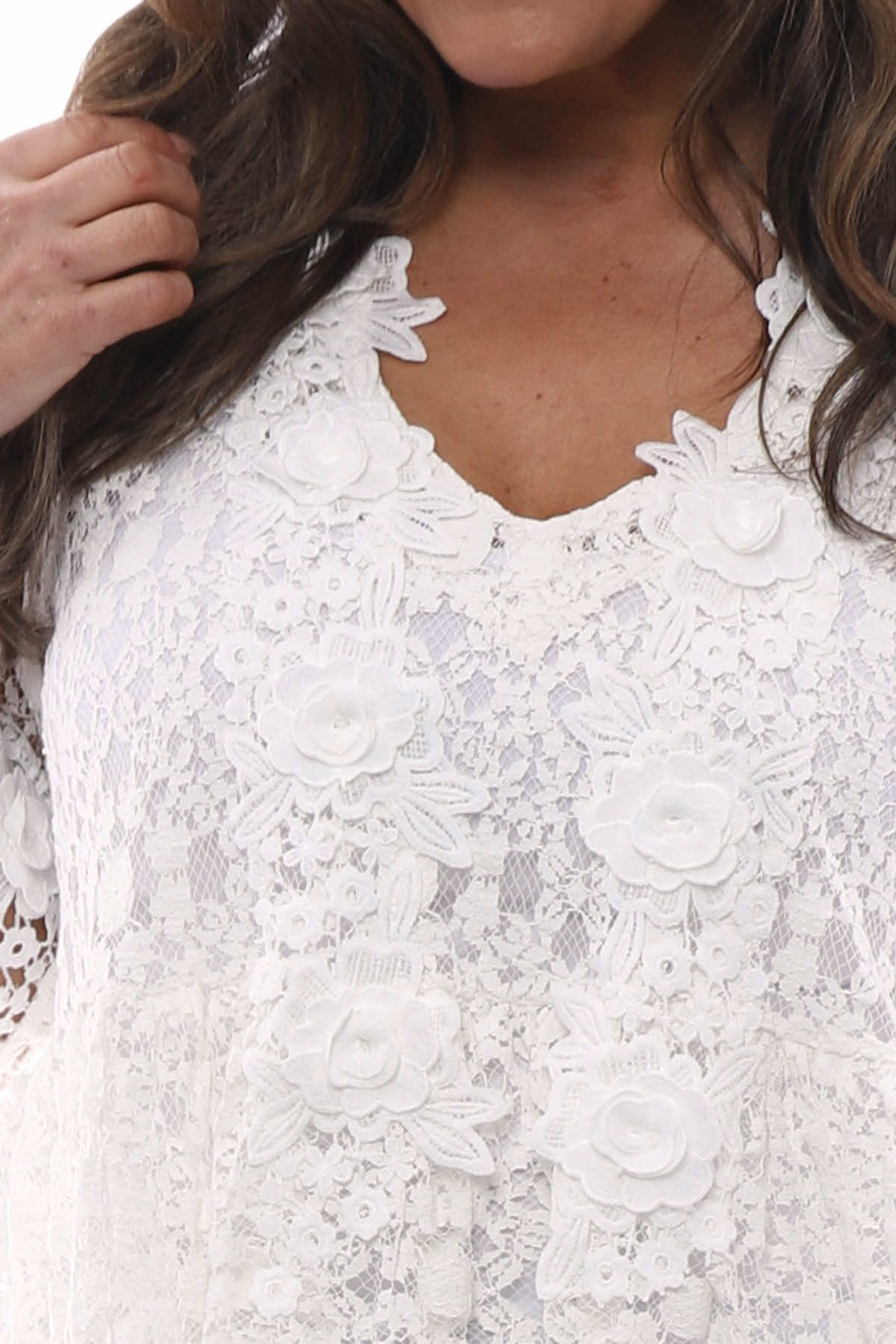 Mimi Floral Lace Top White