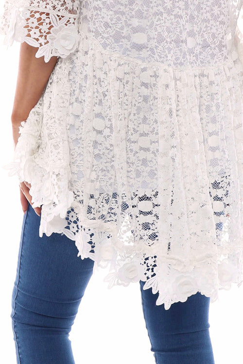 Mimi Floral Lace Top White - Image 5