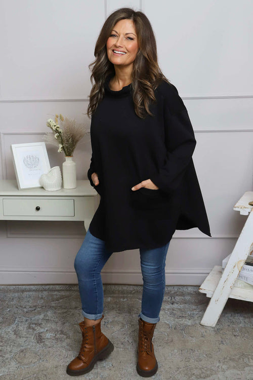 Katherine Cowl Pocket Top Black - Image 3