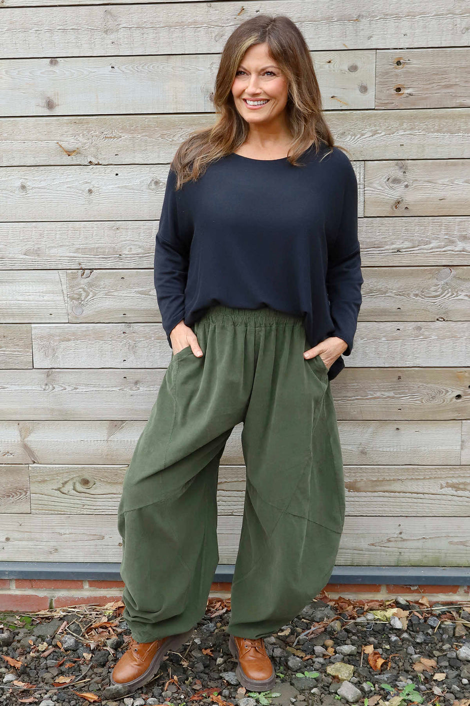 Journee Needlecord Trousers Khaki