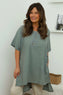 Bridget Button Linen Top Mid Grey