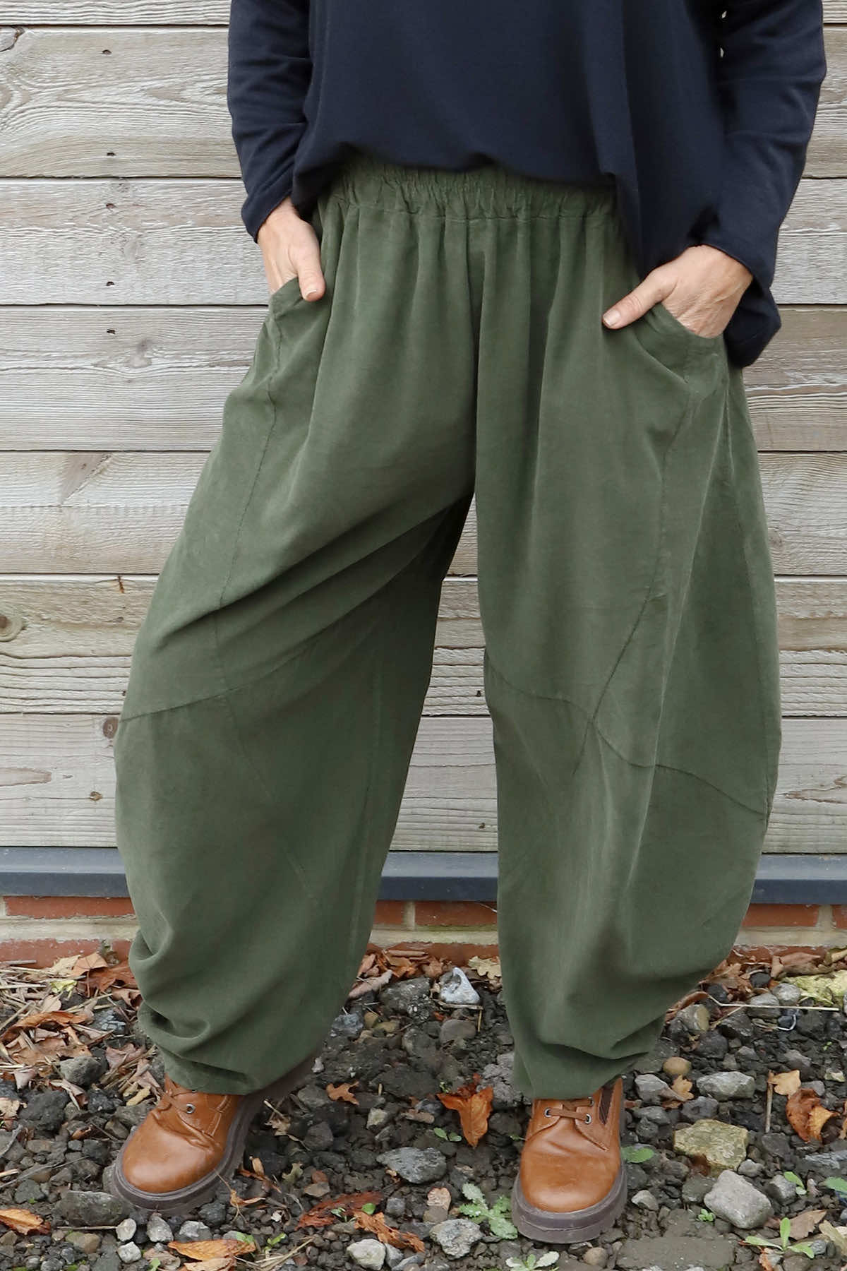 Journee Needlecord Trousers Khaki