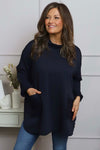 Katherine Cowl Pocket Top Navy