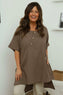 Bridget Button Linen Top Cocoa