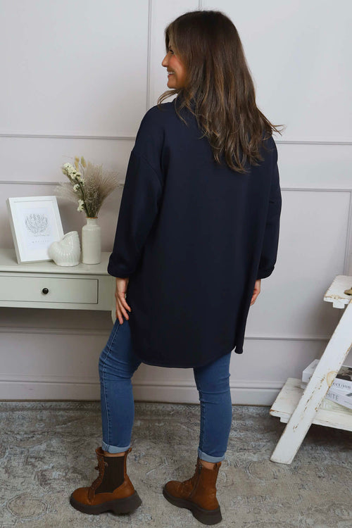 Katherine Cowl Pocket Top Navy - Image 4