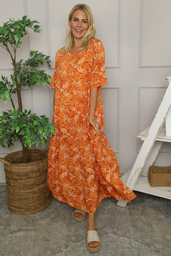 Norma Print Dress Orange
