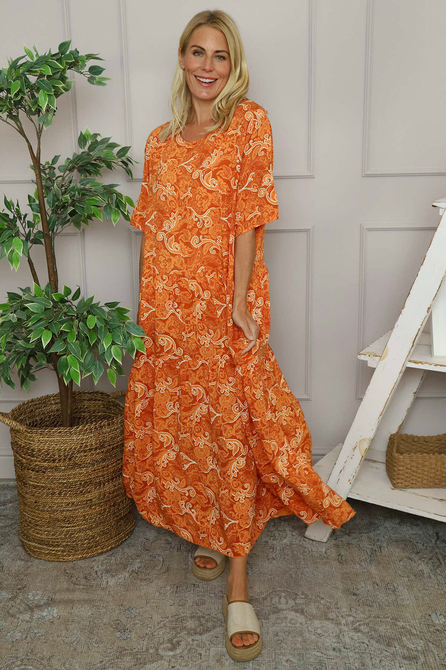 Norma Print Dress Orange
