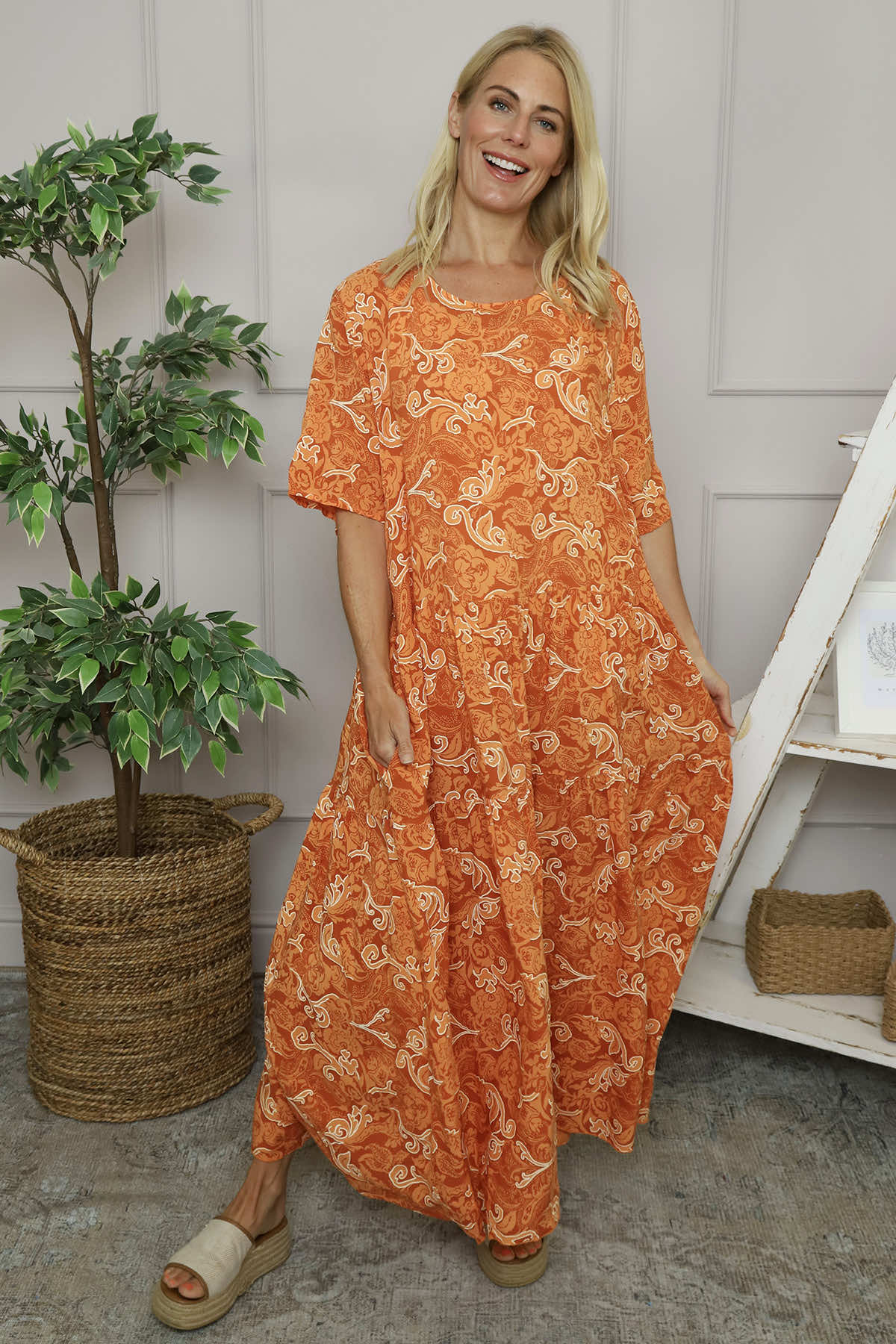 Norma Print Dress Orange