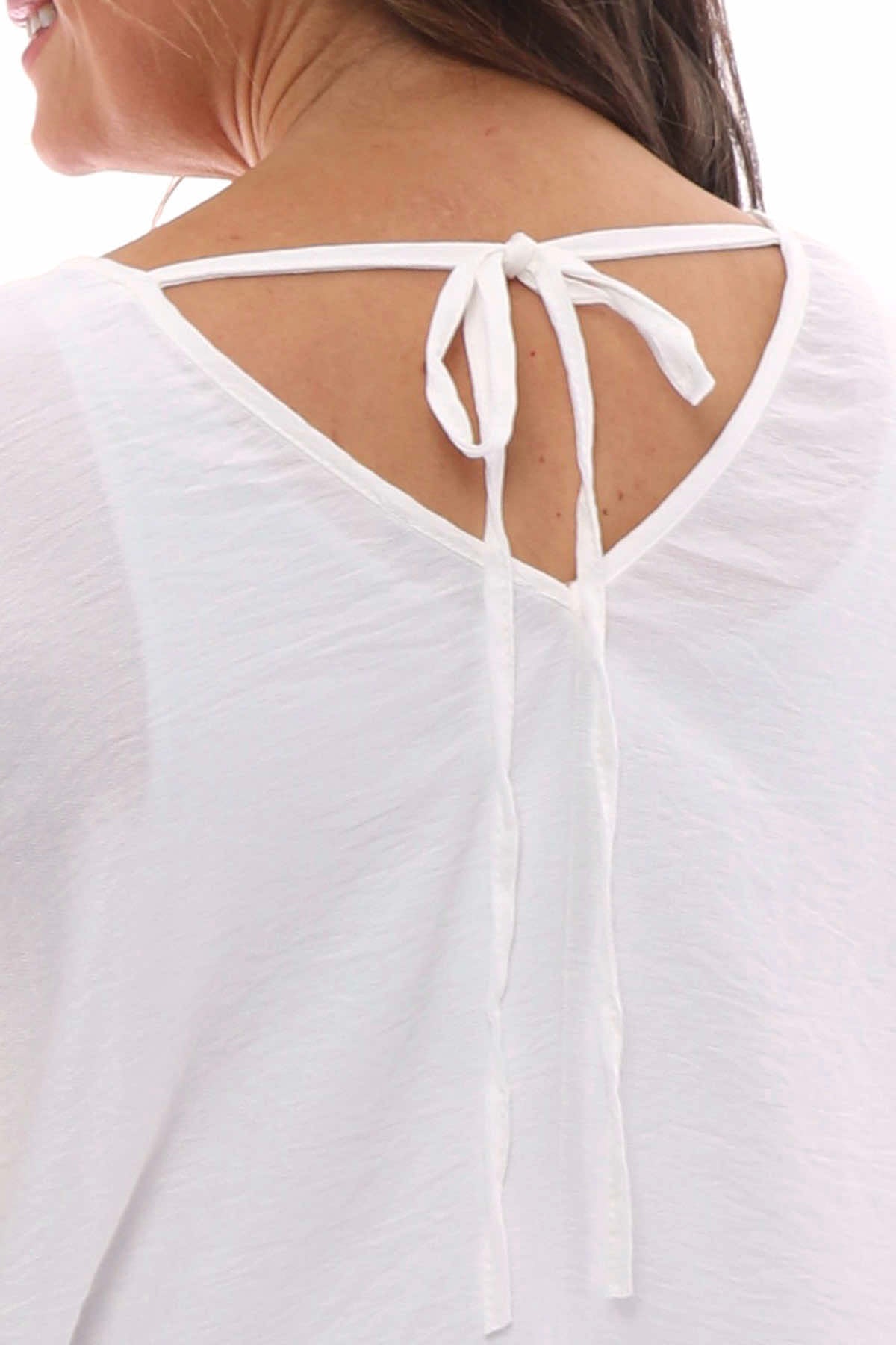 Genesis Tie Back Frill Top White