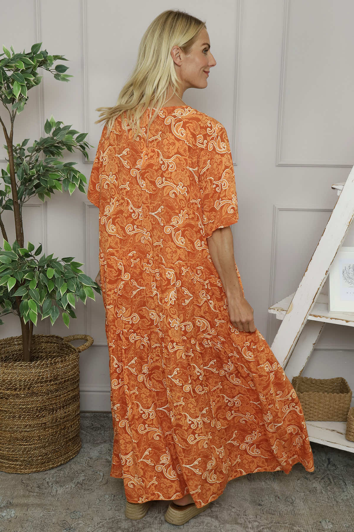 Norma Print Dress Orange