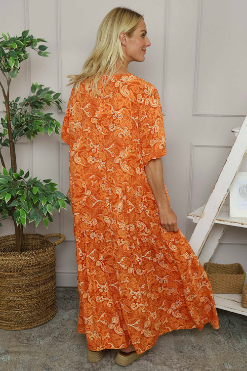 Norma Print Dress Orange - Image 4