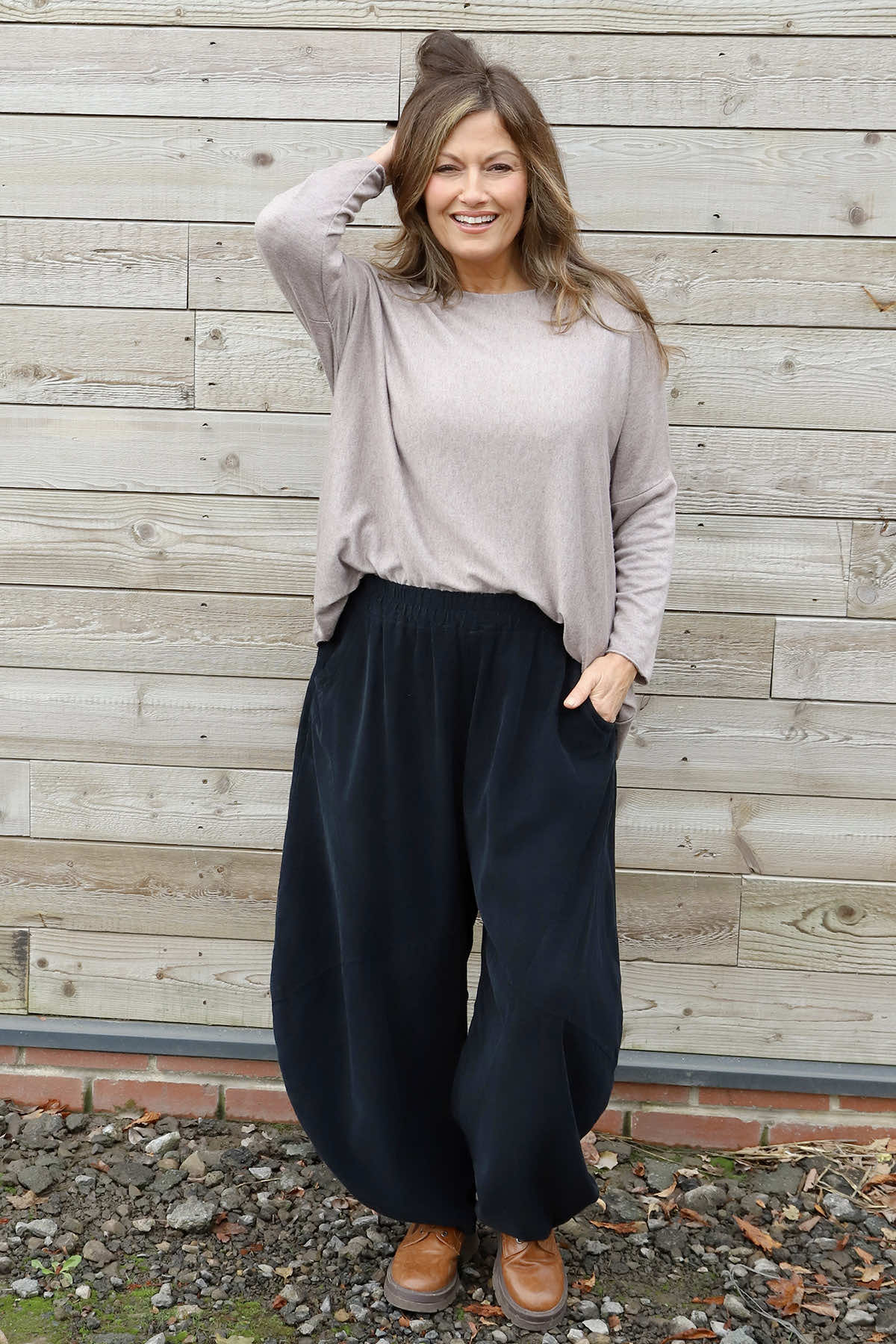 Journee Needlecord Trousers Black