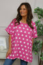 Lisette Spot Linen Top Fuchsia