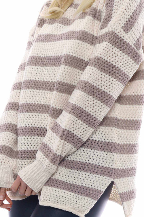 Romary Stripe Knitted Jumper Mocha - Image 3