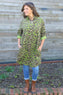 Shirley Leopard Print Needlecord Shirt Olive