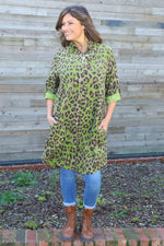 Shirley Leopard Print Needlecord Shirt Olive Olive - Shirley Leopard Print Needlecord Shirt Olive