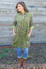 Shirley Leopard Print Needlecord Shirt Olive