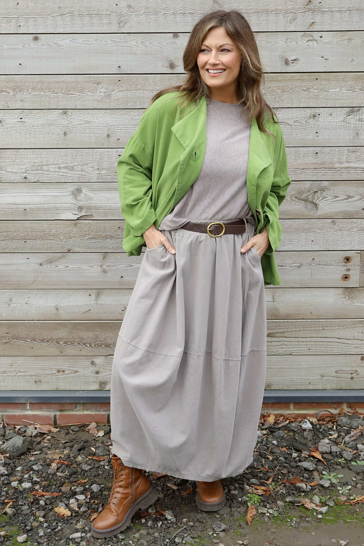 Branwen Belted Needlecord Skirt Mocha