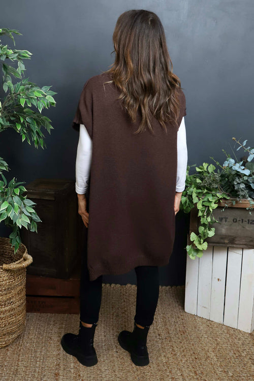 Jocelyn Long Knit Jumper Vest Cocoa - Image 4