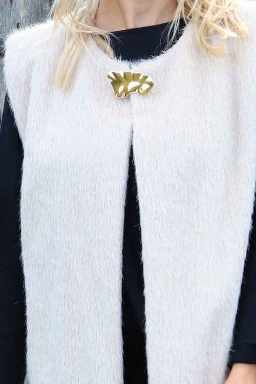 Sunya Fluffy Gilet Stone - Image 3