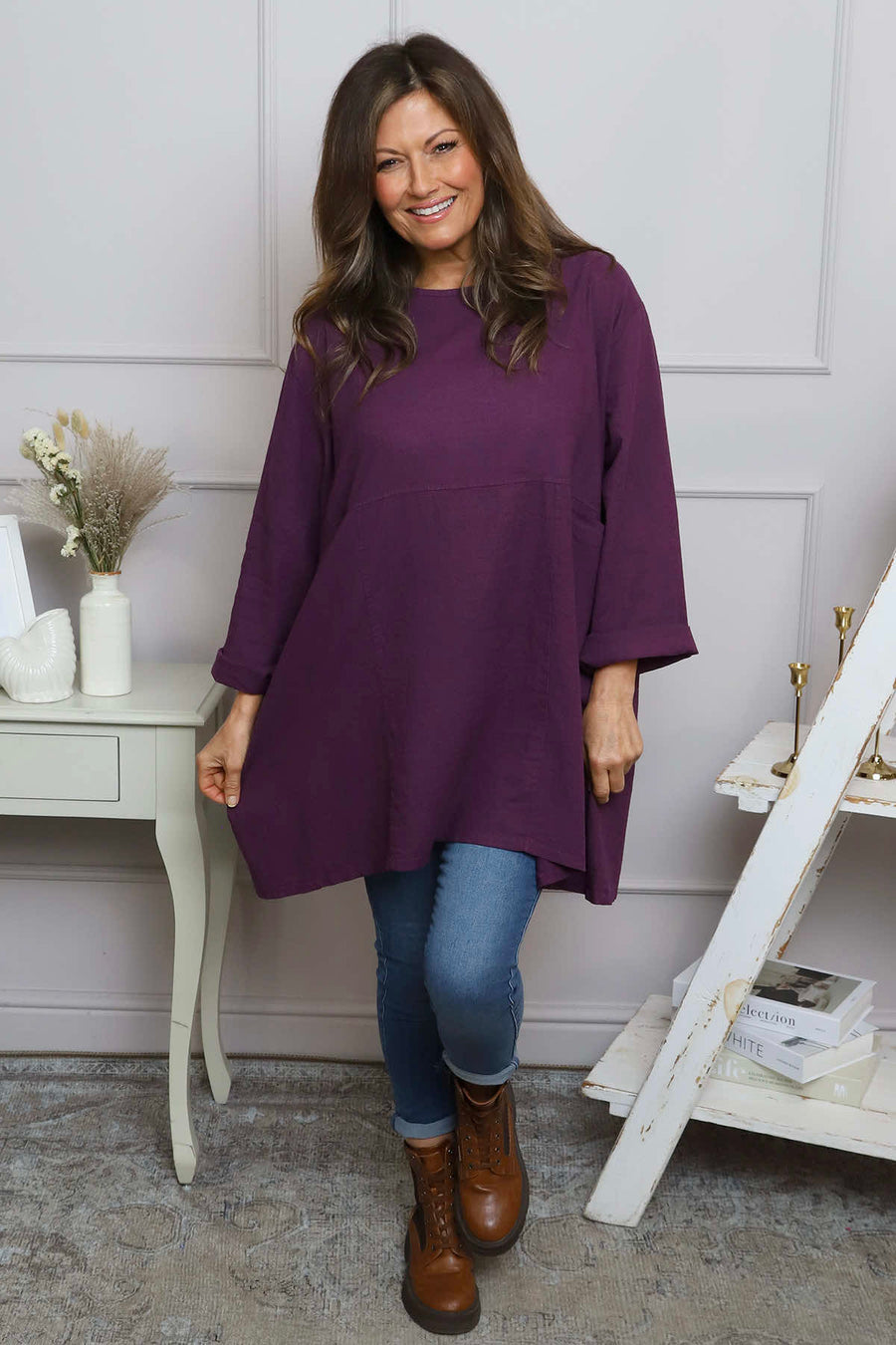 Annemarie Linen Tunic Purple