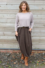 Branwen Belted Needlecord Skirt Cocoa Cocoa - Branwen Belted Needlecord Skirt Cocoa