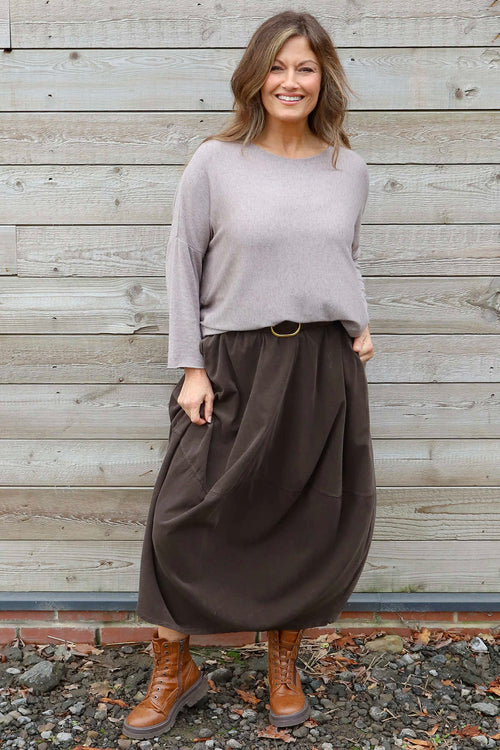 Branwen Belted Needlecord Skirt Cocoa - Image 3