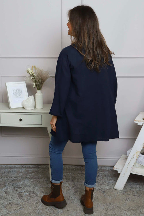 Annemarie Linen Tunic Navy - Image 4