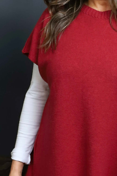 Jocelyn Long Knit Jumper Vest Wine - Image 3