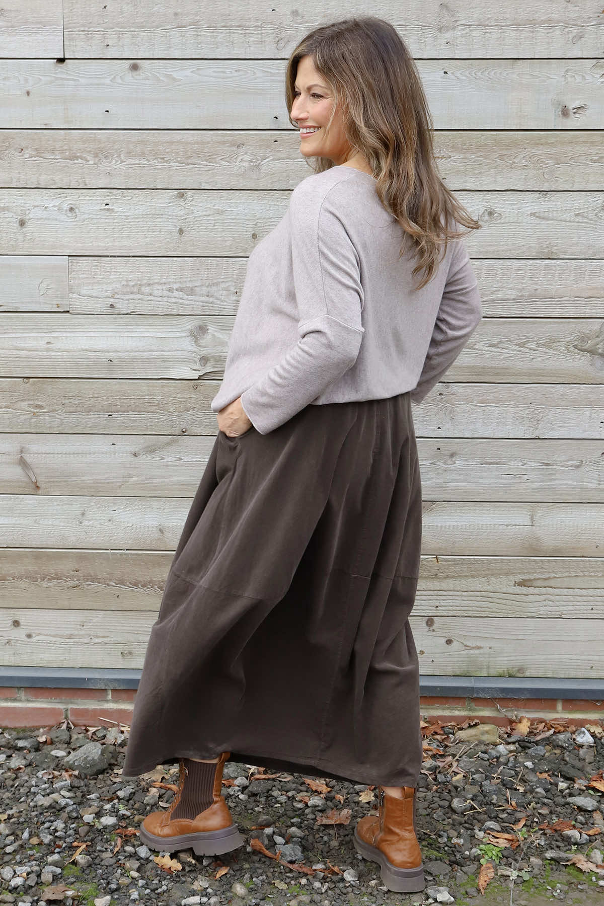 Branwen Belted Needlecord Skirt Cocoa