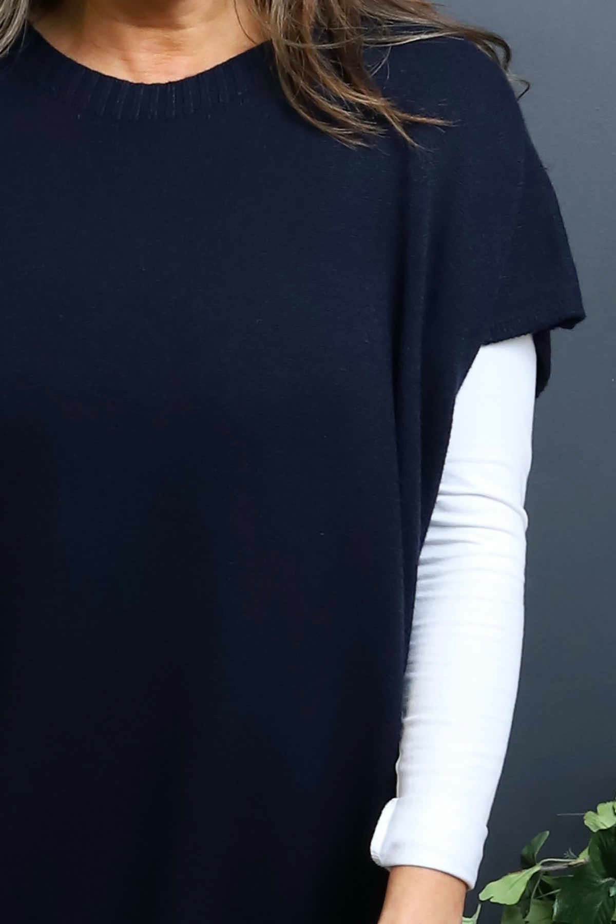 Jocelyn Long Knit Jumper Vest Navy