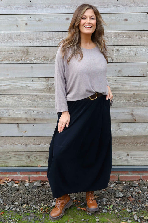 Branwen Belted Needlecord Skirt Black - Image 3