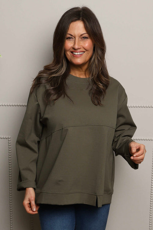 Maleah Seam Detail Top Khaki - Image 1