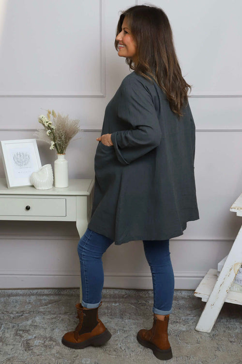 Annemarie Linen Tunic Mid Grey - Image 4
