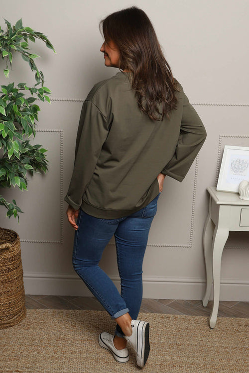 Maleah Seam Detail Top Khaki - Image 4