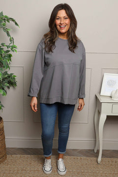 Maleah Seam Detail Top Mid Grey