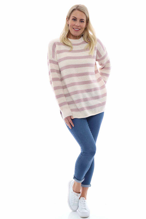 Romary Stripe Knitted Jumper Pink - Image 1