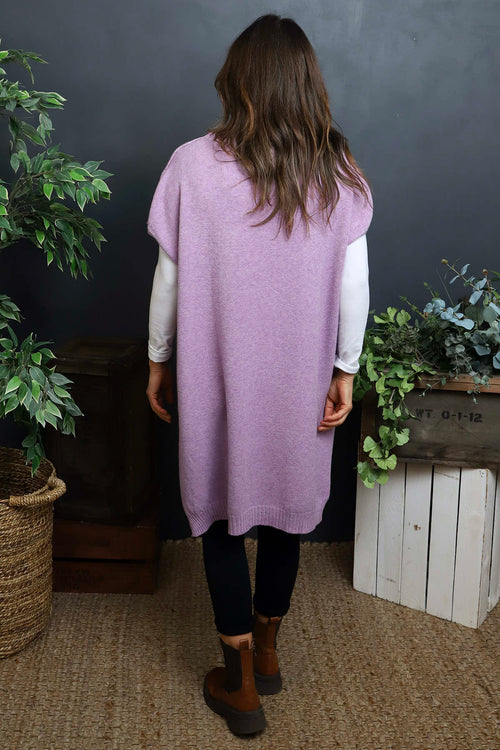 Jocelyn Long Knit Jumper Vest Lilac - Image 4