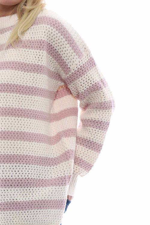 Romary Stripe Knitted Jumper Pink - Image 3