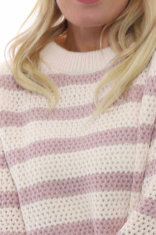 Romary Stripe Knitted Jumper Pink - Image 4