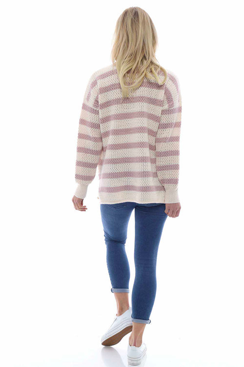 Romary Stripe Knitted Jumper Pink - Image 6