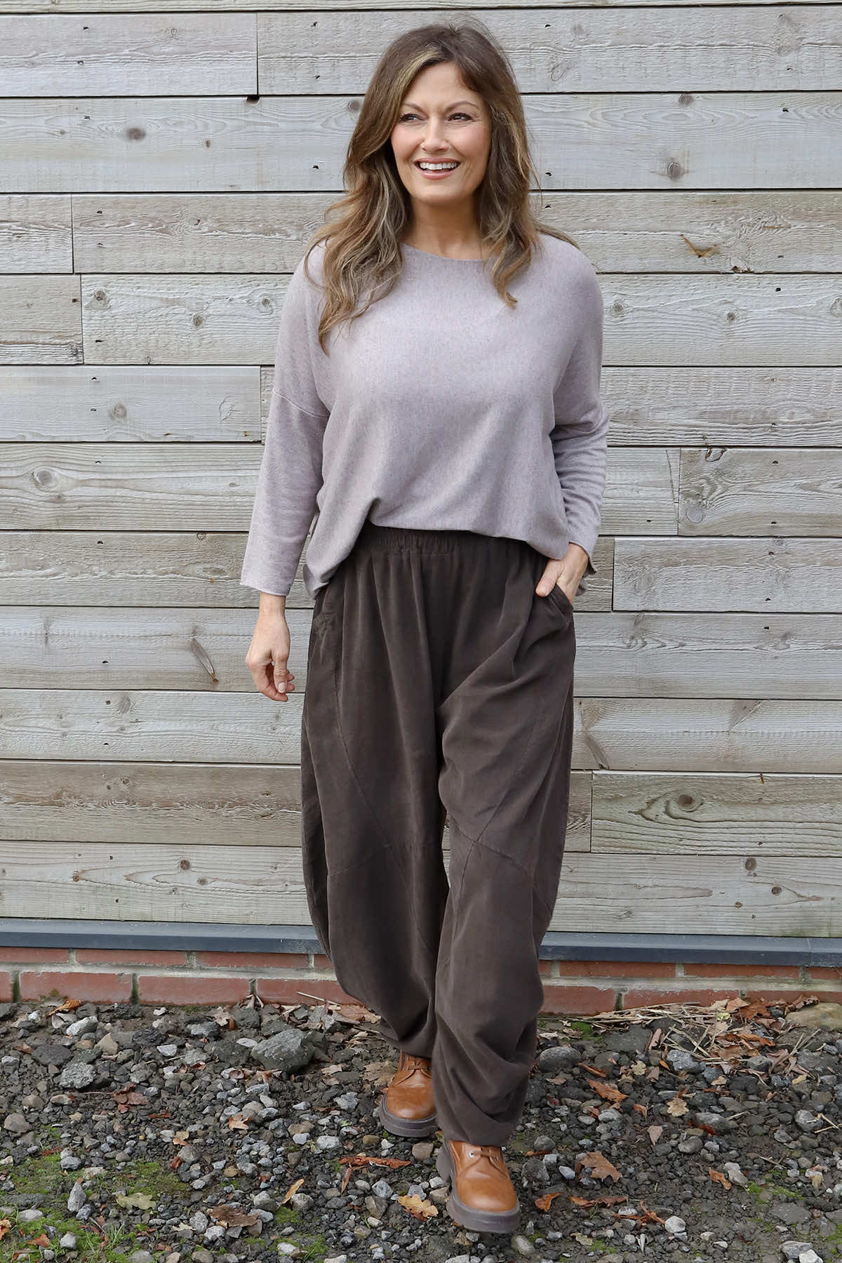 Journee Needlecord Trousers Cocoa