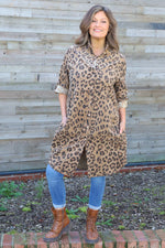 Shirley Leopard Print Needlecord Shirt Camel Camel - Shirley Leopard Print Needlecord Shirt Camel