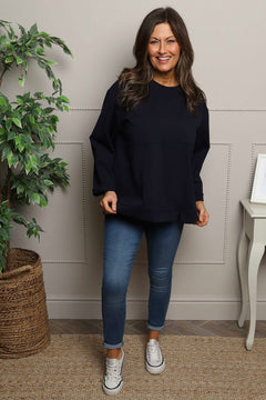 Maleah Seam Detail Top Navy