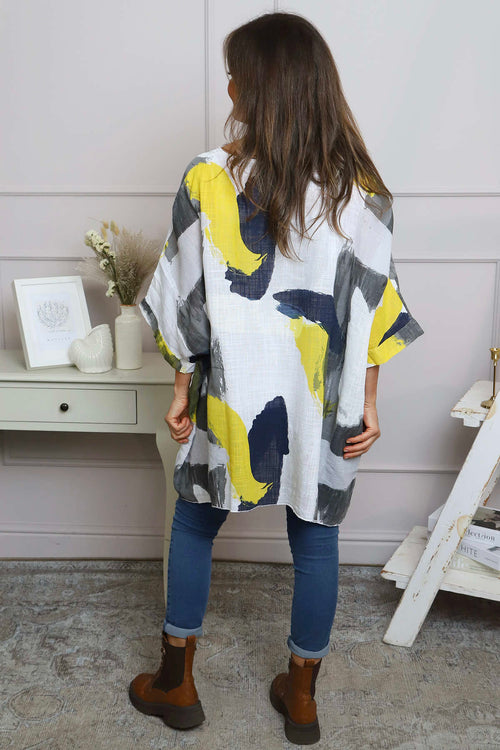 Angela Print Pocket Cotton Top White - Image 4