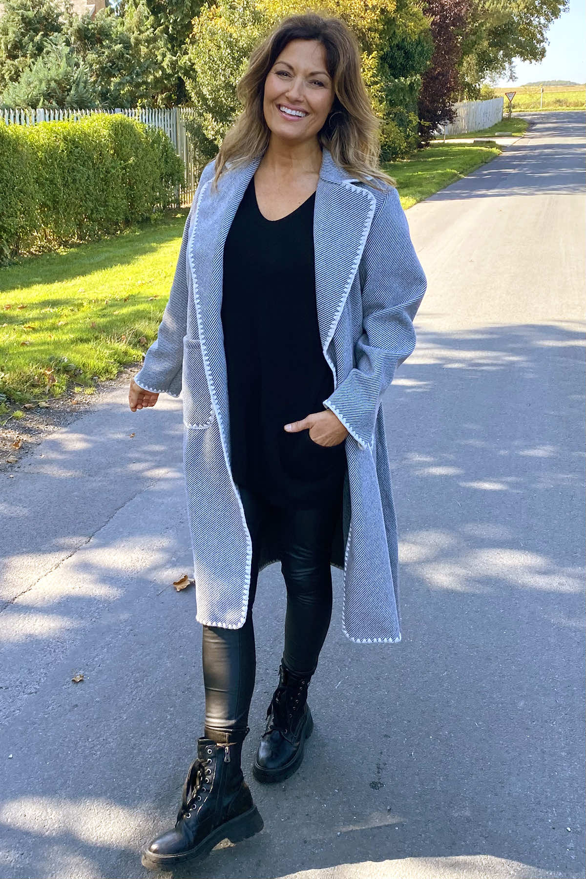 Made in Italy Nadia Trim Belted Coat Kit and Kaboodal