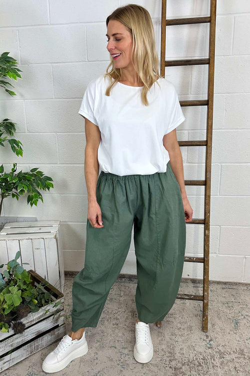 Ratana Linen Trousers Khaki - Image 3