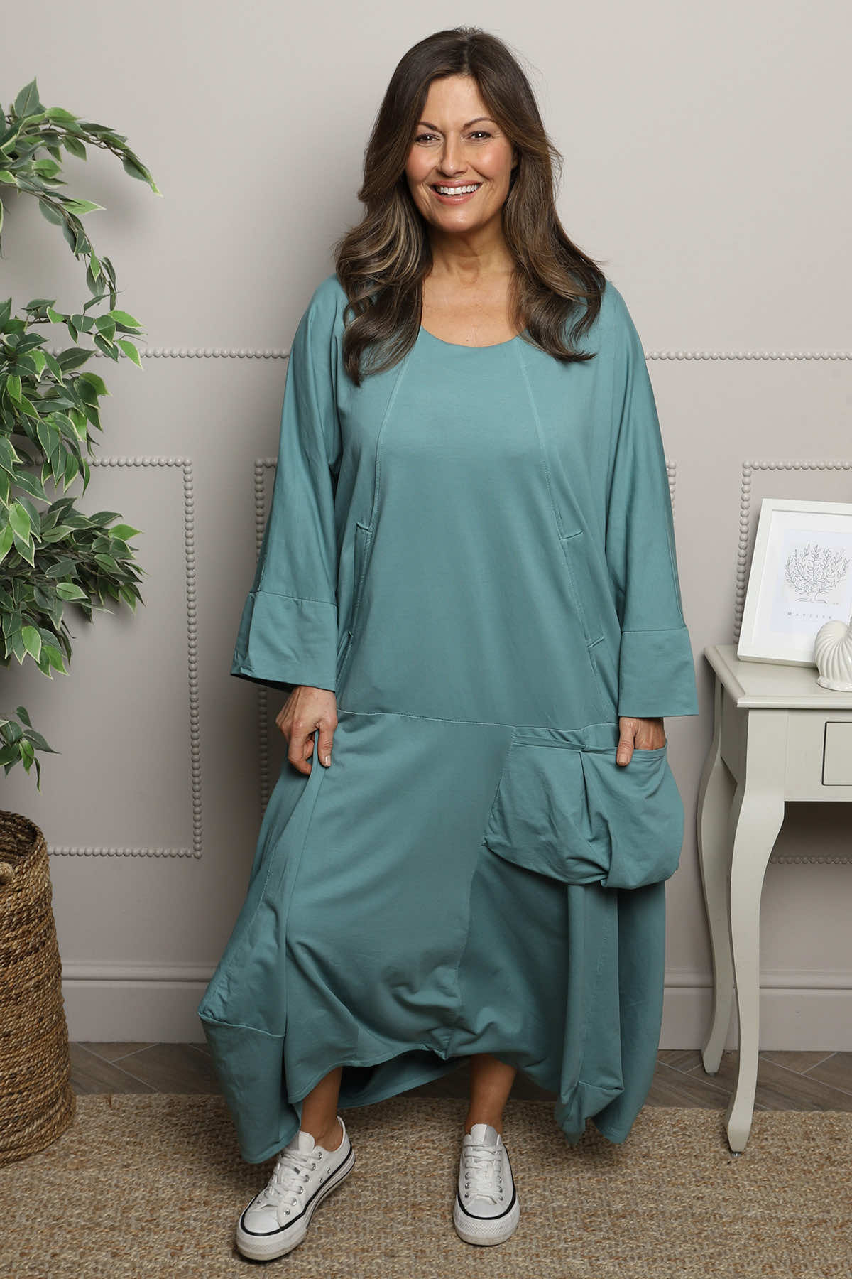 Sharon Pocket Cotton Dress Jade Green
